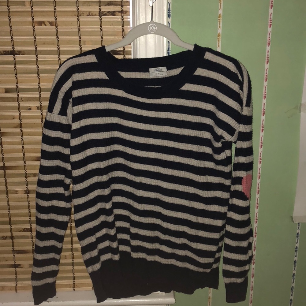 Wallace stripe sweater with heart elbow patch